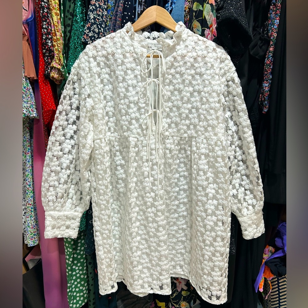 Zara white lace mini dress